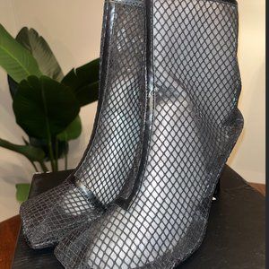 NEW Black Heeled Caged Booties